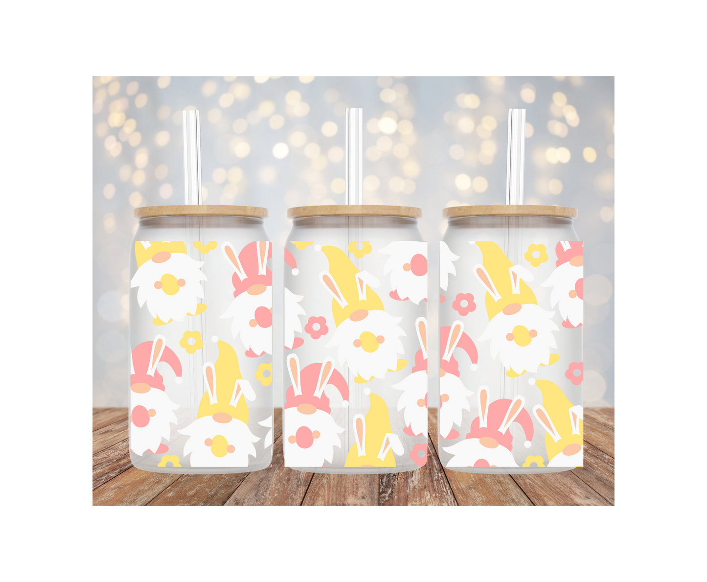 Easter Gnomes 16oz UV DTF cup wrap